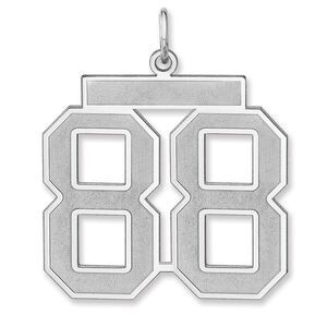 Sterling Silver, Jersey Collection, Extra Large Number 88 Pendant
